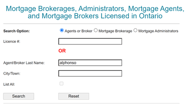 Mortgage Brokerage Search in Ontario